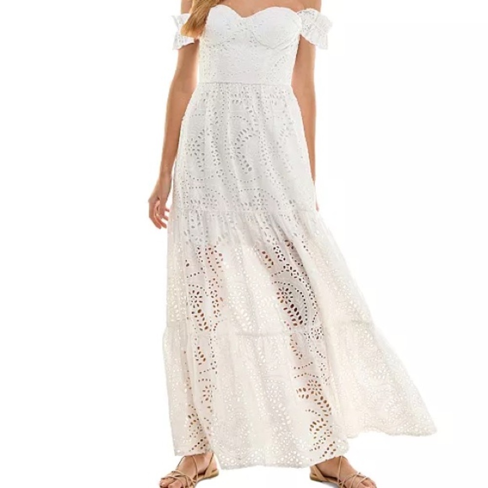 SENI & CADE' Off-The-Shoulder Eyelet Maxi Dress -Size Medium - Picture 9 of 12